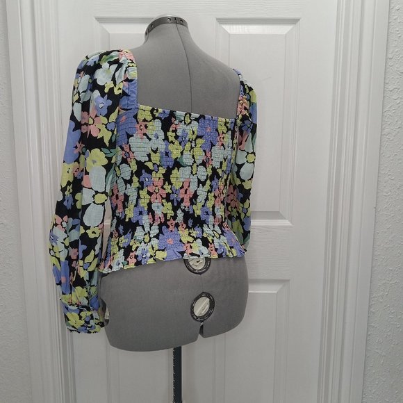Free People Ariana Floral Blouse In Retro Combo SZ L - Picture 6 of 12